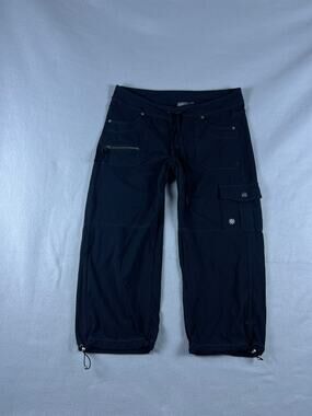 Athleta Bettona Boyfriend Pants Womens M Black Capri Cinch Hem Utility Skate Y2K